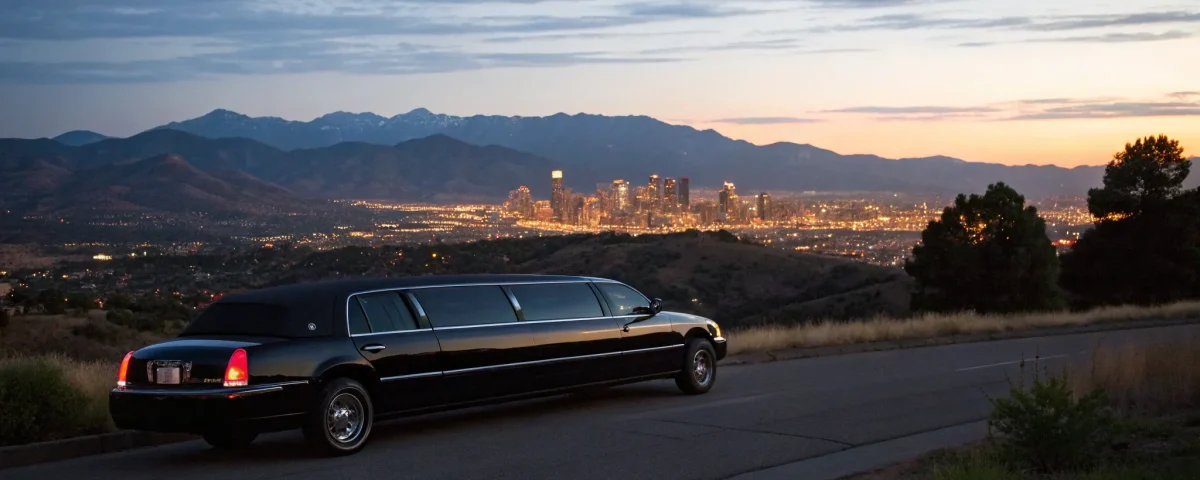Denver limo rental at night.