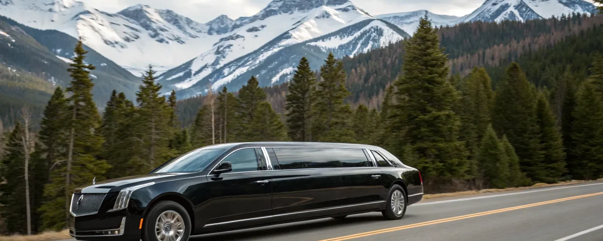 Denver car service: Black car on mountain road.