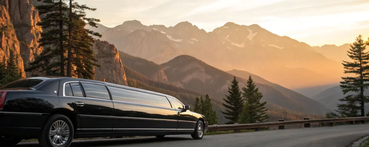 Colorado Springs limo rental at sunset.