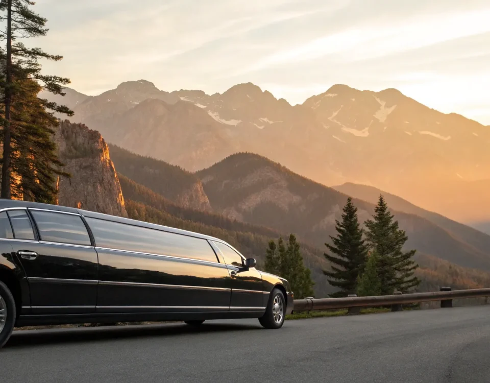 Colorado Springs limo rental at sunset.