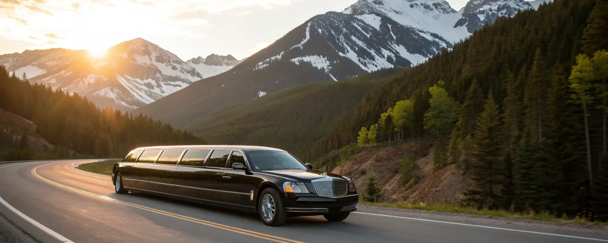 Denver limo on mountain road.
