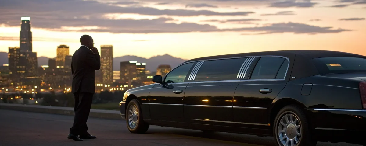 Choosing a chauffeur service near me with a professional driver and a luxury black limousine.