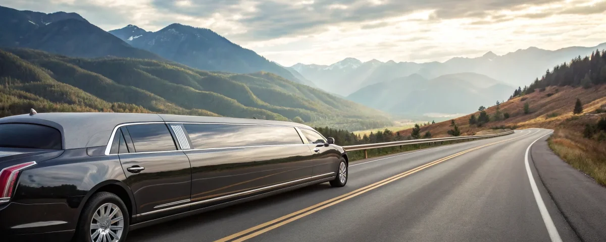 A Denver to Vail limo service navigating a snowy mountain road.