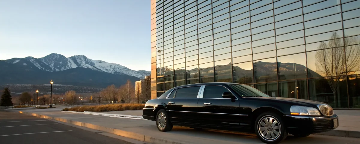A professional Longmont limo service with a black stretch limo ready for a client.