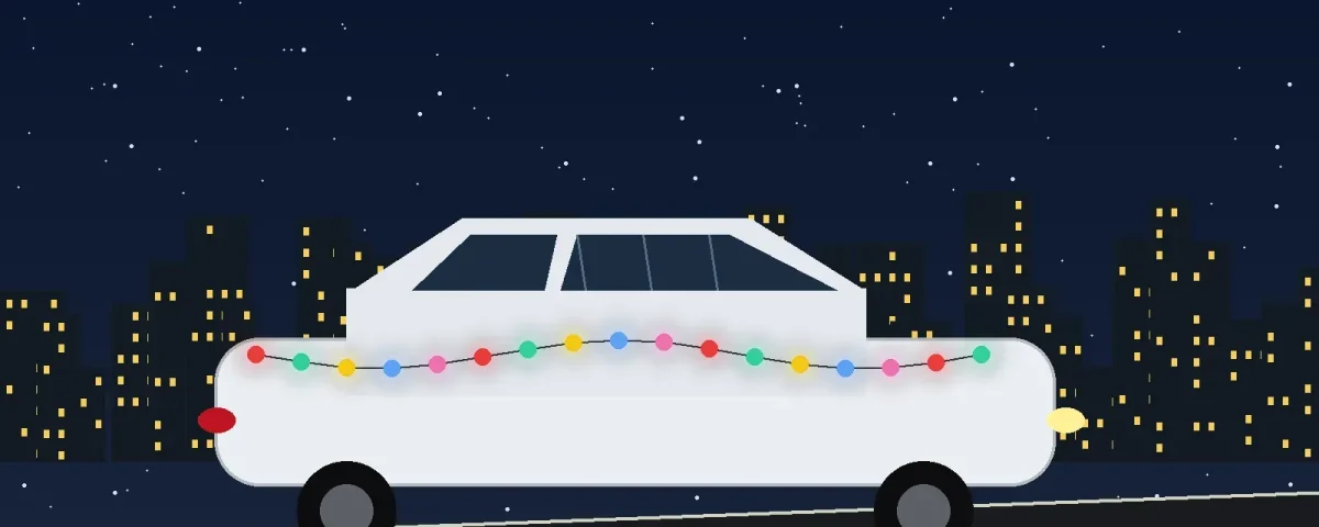 Christmas light tour limo in Denver with holiday decorations