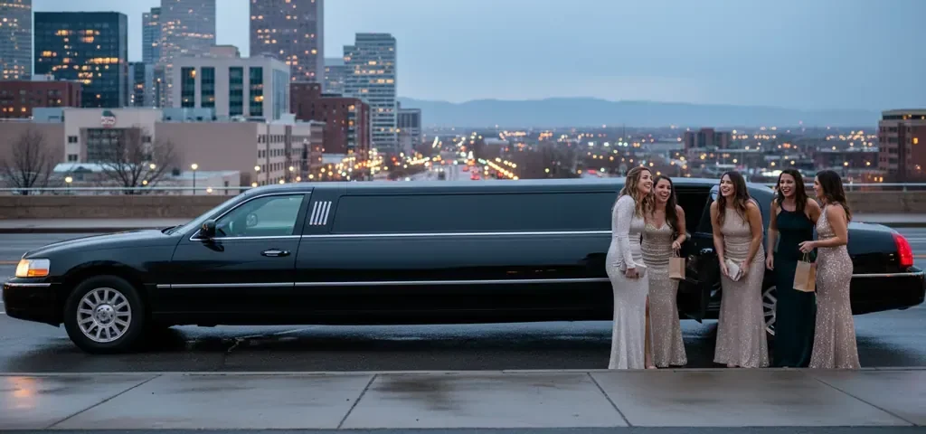Denver bachelorette party limo preparing for an evening group pickup downtown