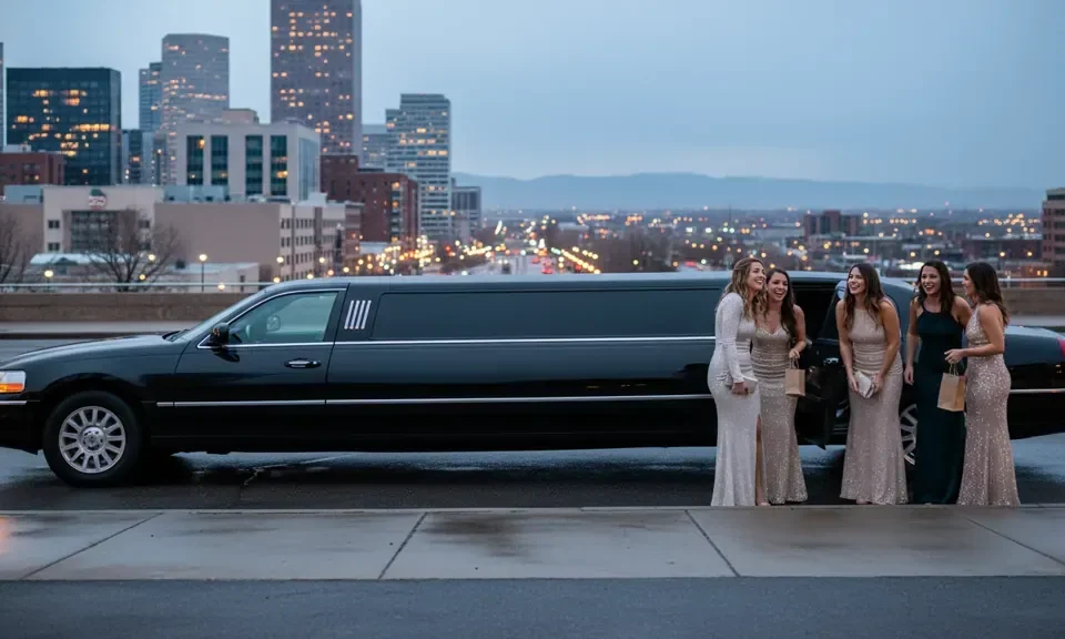 Denver bachelorette party limo preparing for an evening group pickup downtown