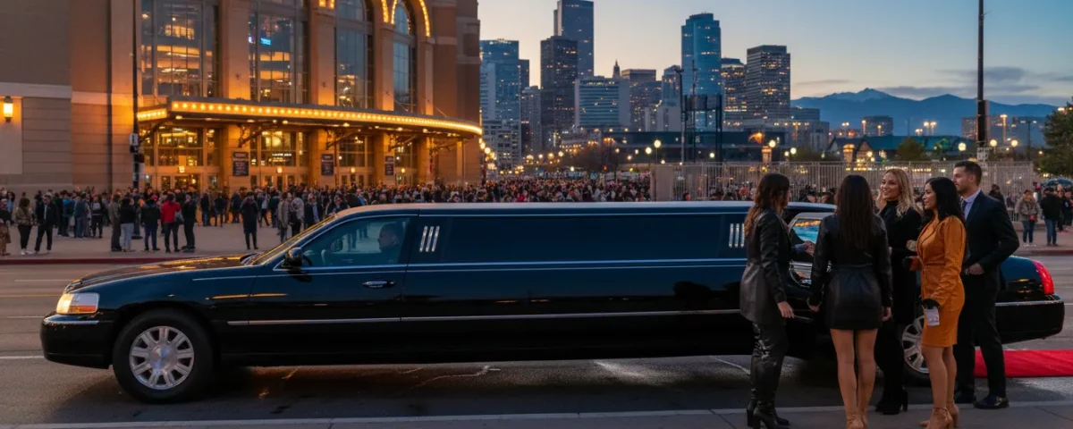 Denver concert limo service arriving at a venue