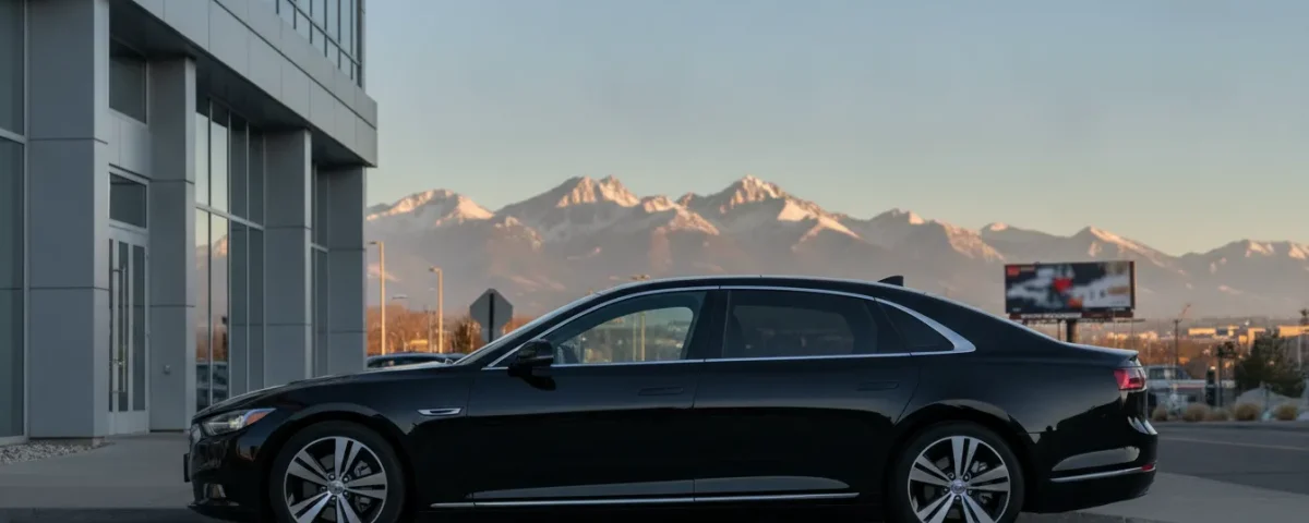 Professional black executive vehicle prepared for a Denver business trip