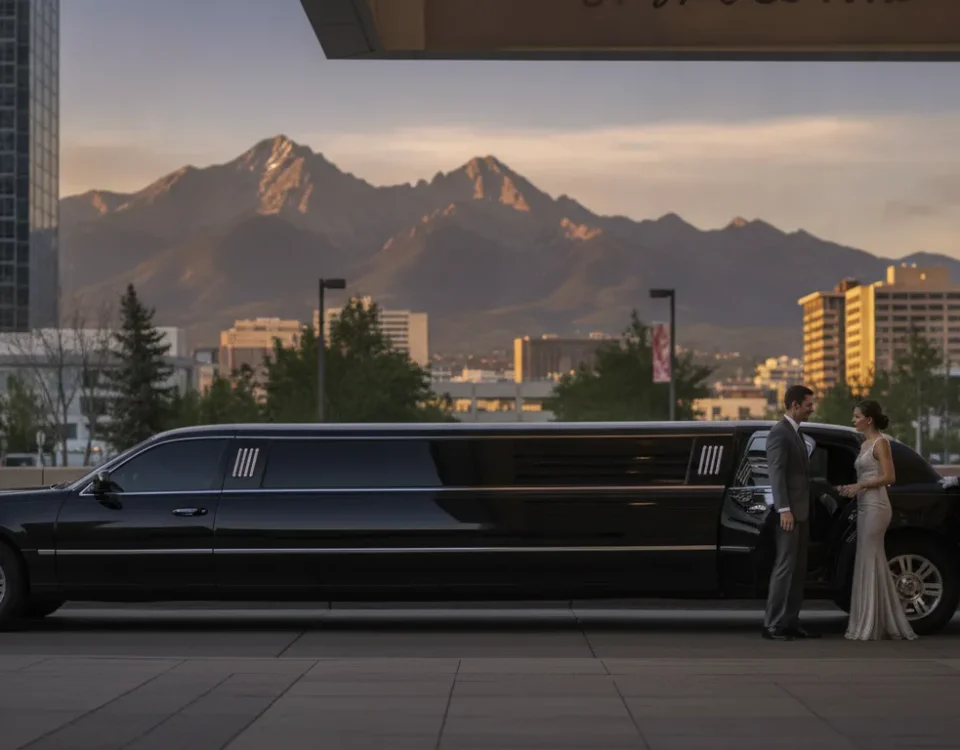 Luxury limousine ready for a one-way Denver passenger transfer