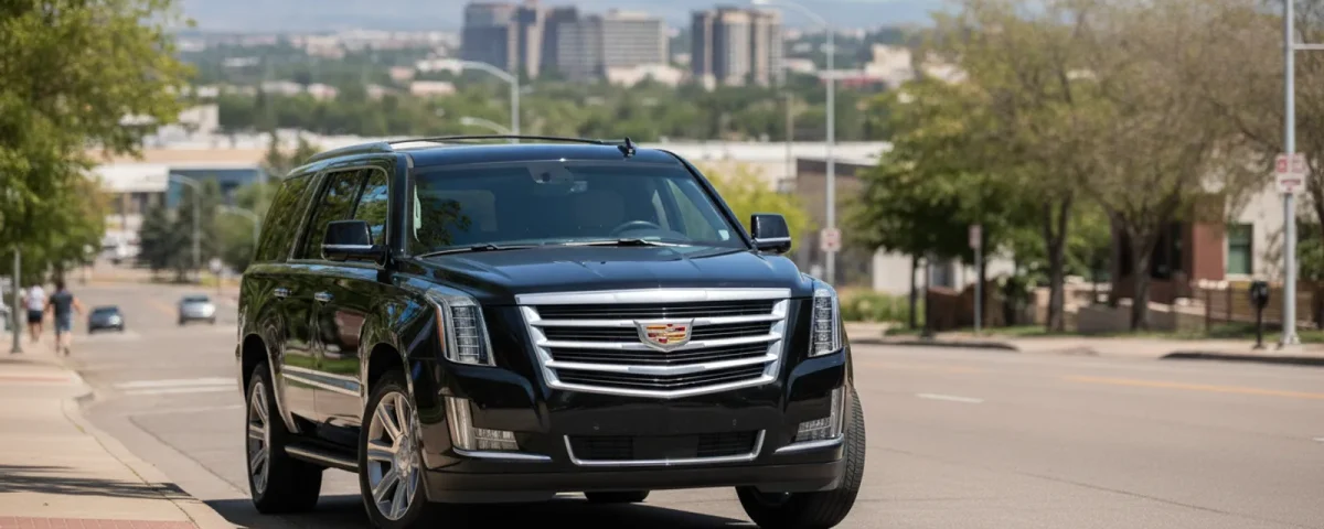 A black Cadillac Escalade ready for a private ride between Denver and Lakewood