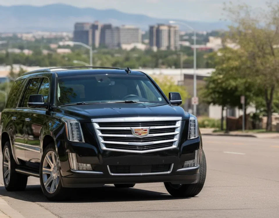A black Cadillac Escalade ready for a private ride between Denver and Lakewood