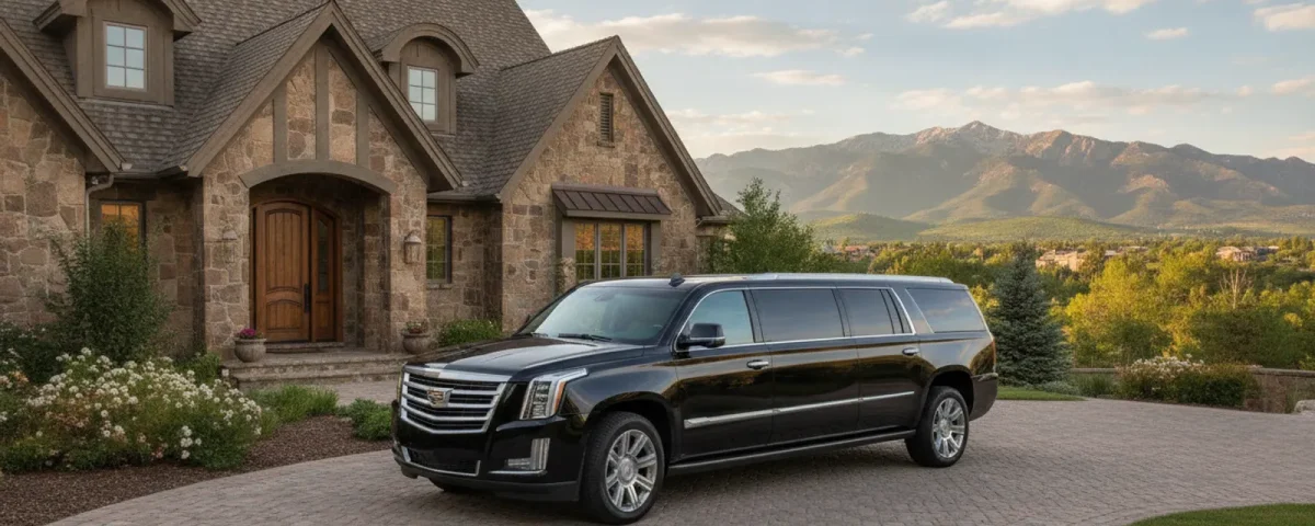 A black Cadillac Escalade parked outside a Highlands Ranch home in Colorado