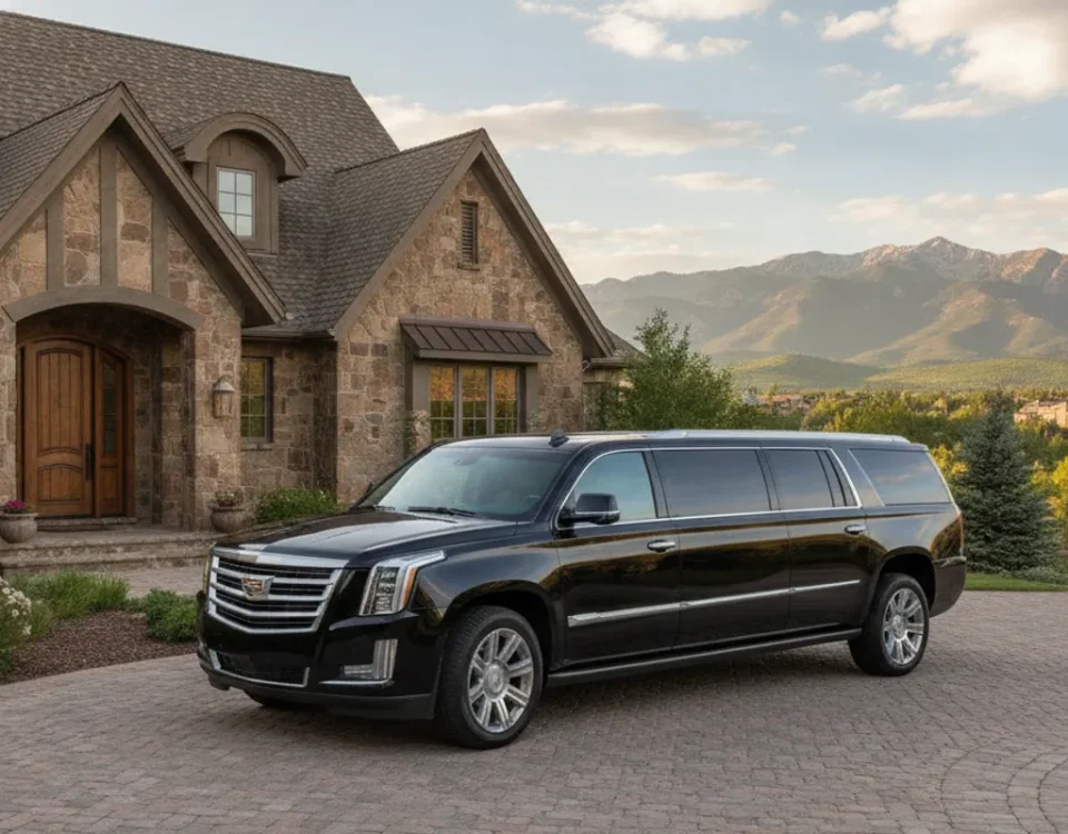 A black Cadillac Escalade parked outside a Highlands Ranch home in Colorado