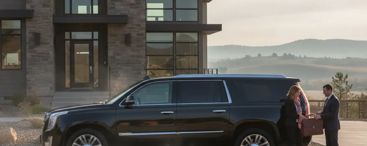Black luxury SUV ready for a private pickup in Parker, Colorado