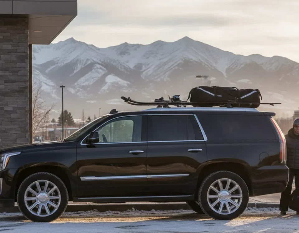A luxury SUV ready for a mountain-bound trip from Denver to Winter Park